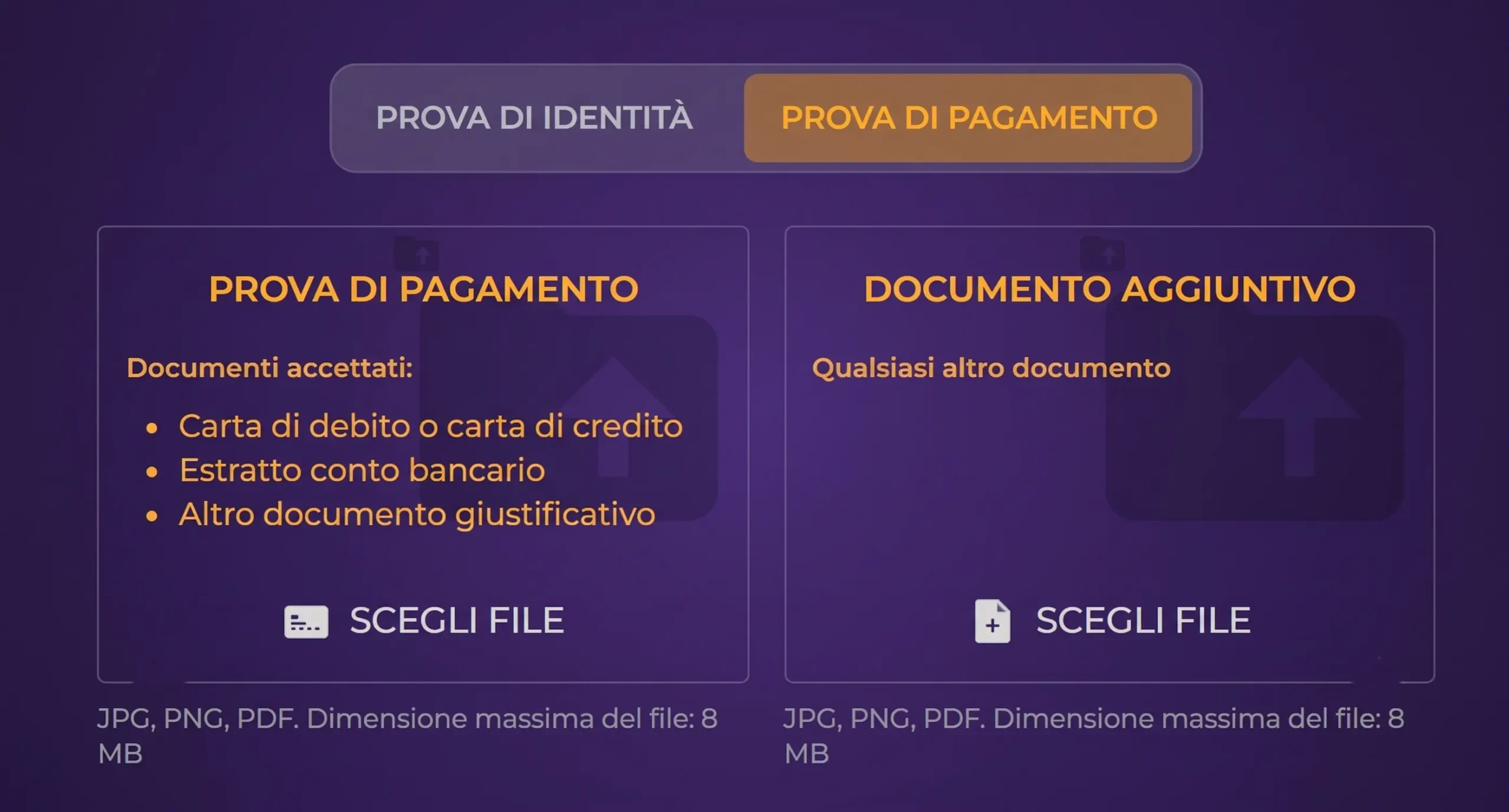 Pagina prova di pagamento casin