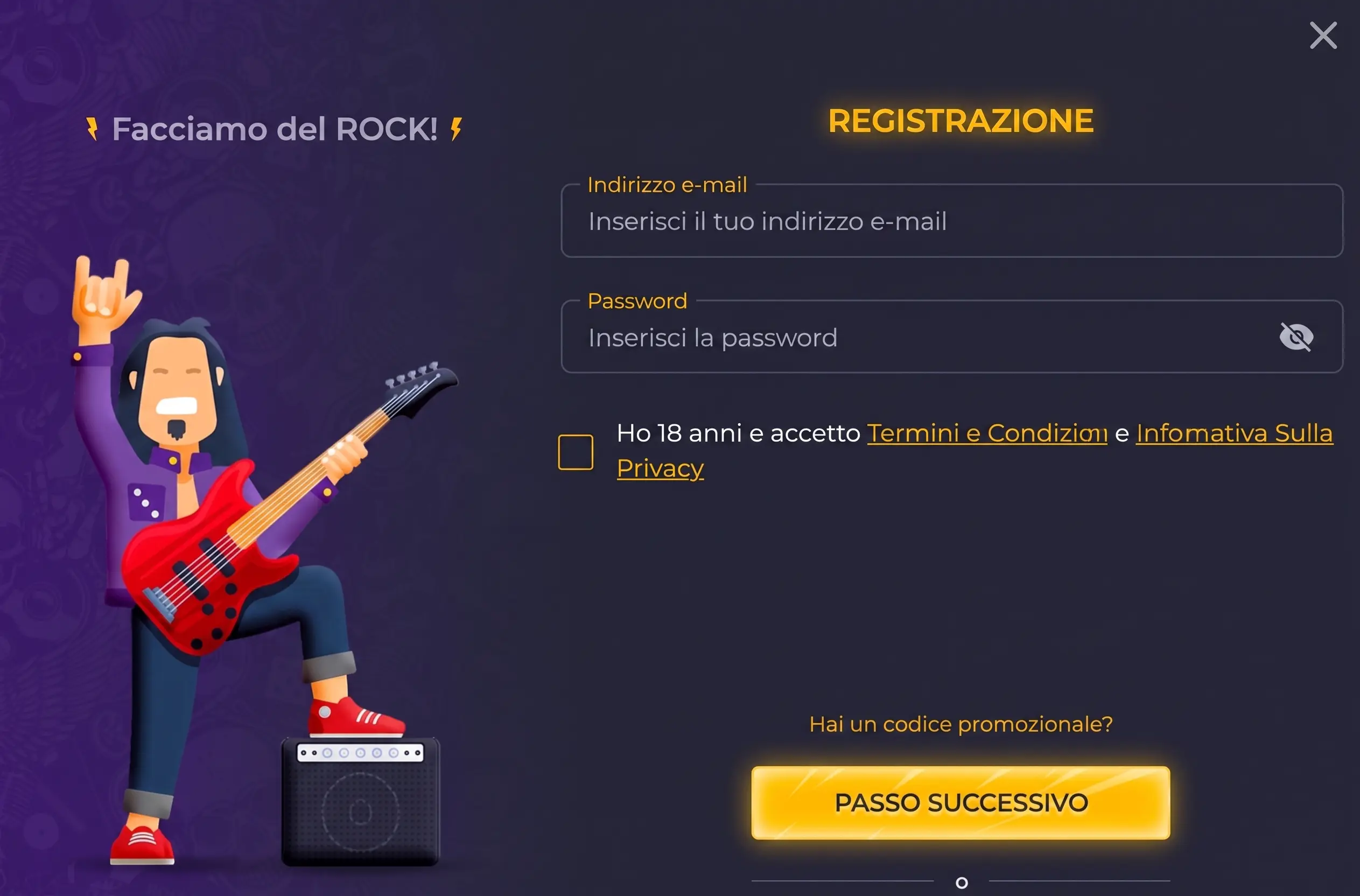 Pagina registrazione casino Rolling Slots Casino